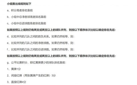 2022世界杯小组赛出线规则(简单易懂)