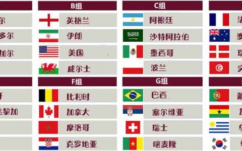 2022世界杯分组名单(附32强分组对阵列表图)