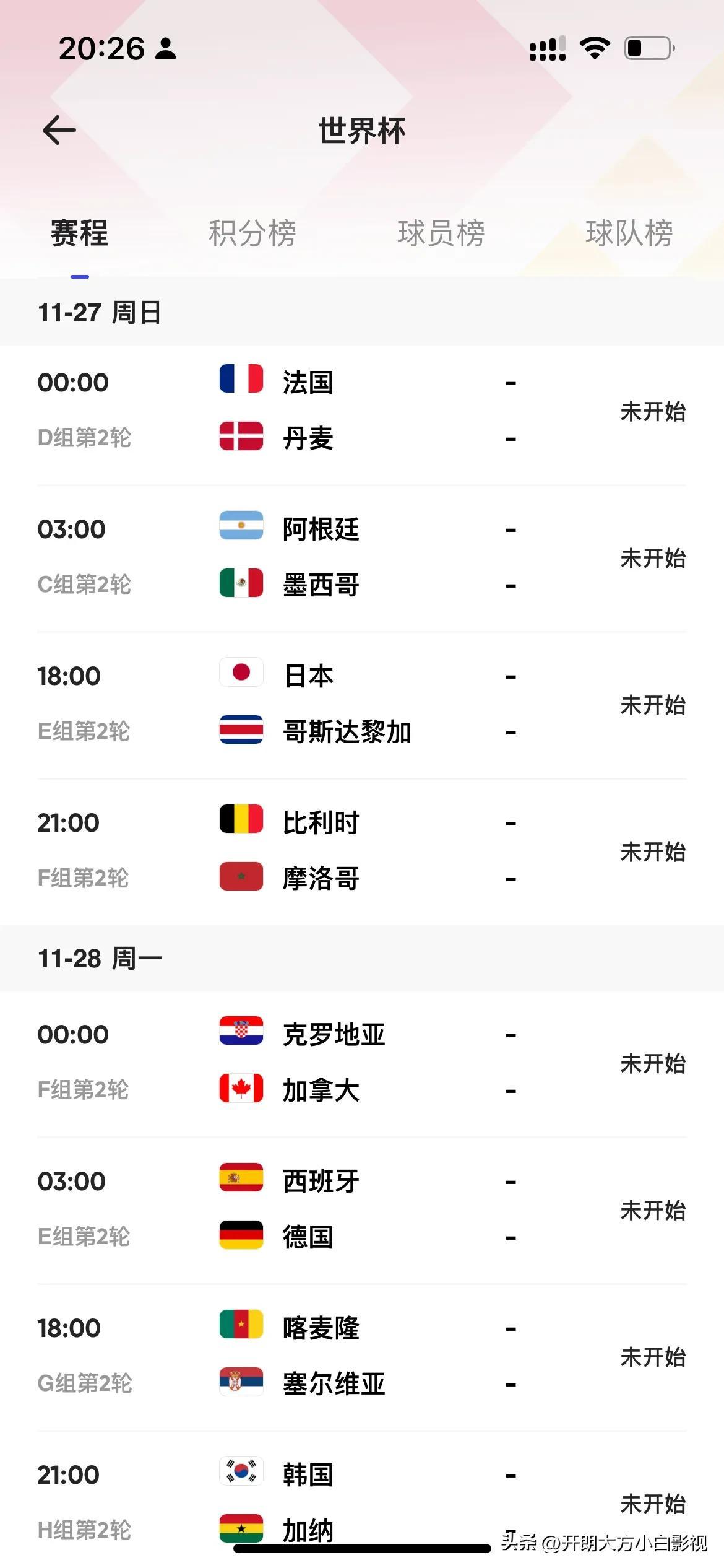 2022世界杯足球赛赛程公布（11月21日世界杯开幕赛程表）