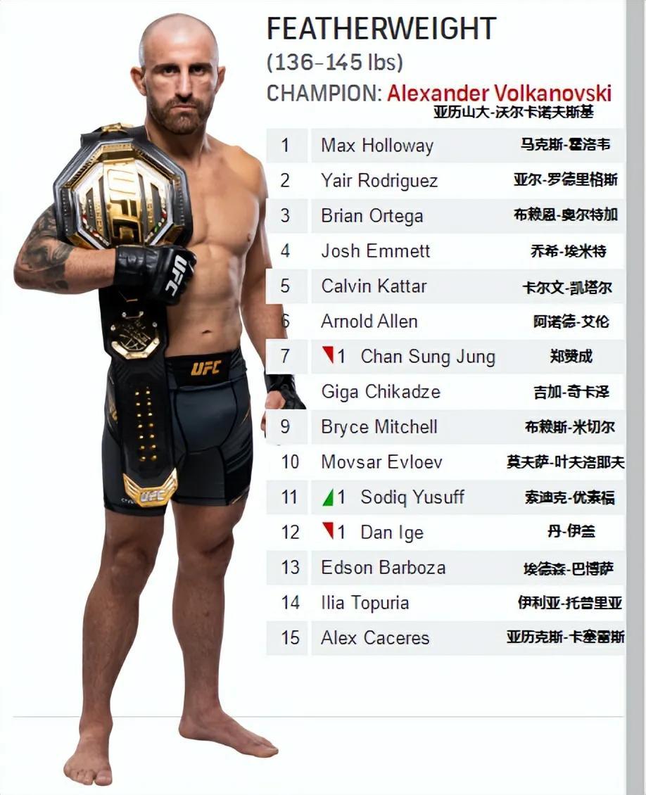 ufc男子全球排名（2022年11月13日更新）