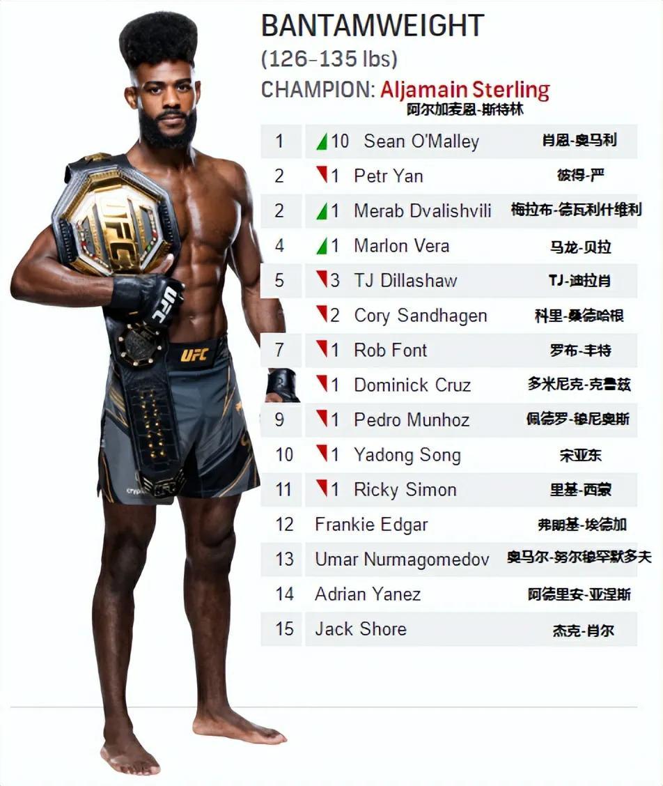 ufc男子全球排名（2022年11月13日更新）