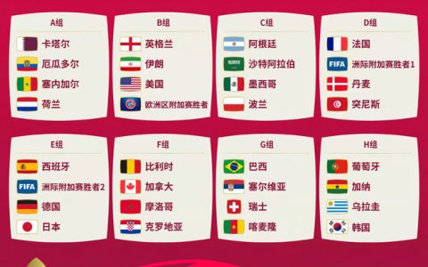 重磅！！2022卡塔尔世界杯分组抽签