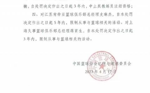 CBA官方对于上海江苏队有什么处罚？（CBA公布了季后赛上海主场同江苏的处理结果）
