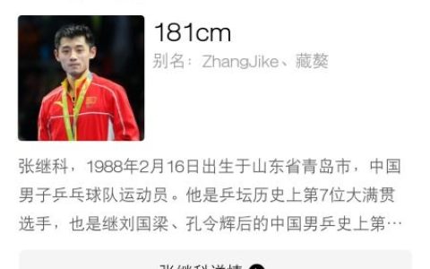 张继科现在多高？有185吗？
