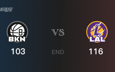 【战况】NBA常规赛：全场战罢，湖人116-103战胜篮网，浓眉哥37+18+2